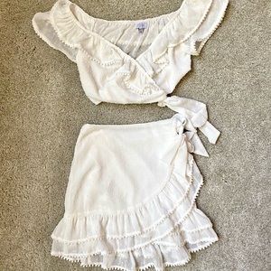 Tobi white Two Piece Wrap skirt and top set